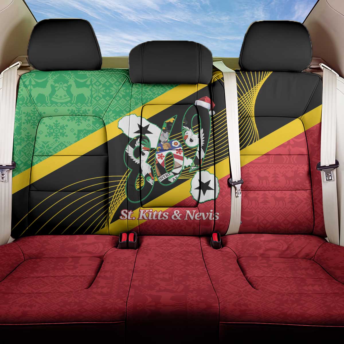 St Kitts and Nevis Christmas Back Car Seat Cover 869 Proud With Map - Wonder Print Shop