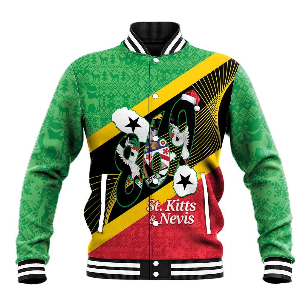 St Kitts and Nevis Christmas Baseball Jacket 869 Proud With Map - Wonder Print Shop