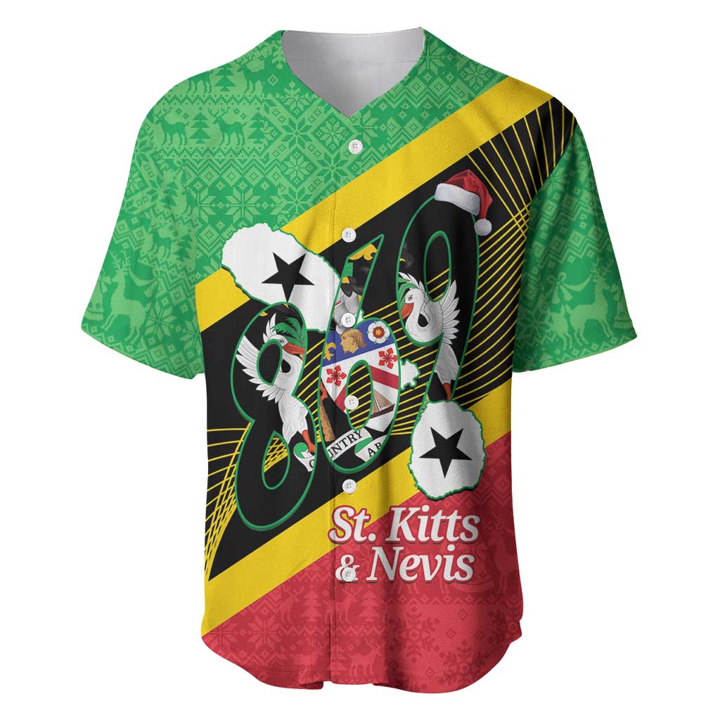St Kitts and Nevis Christmas Baseball Jersey 869 Proud With Map - Wonder Print Shop