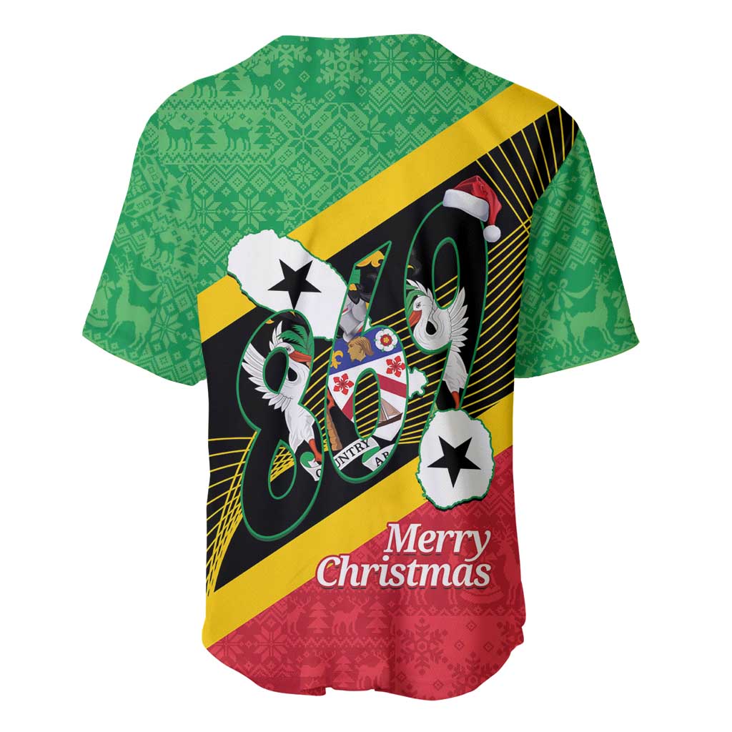 St Kitts and Nevis Christmas Baseball Jersey 869 Proud With Map - Wonder Print Shop
