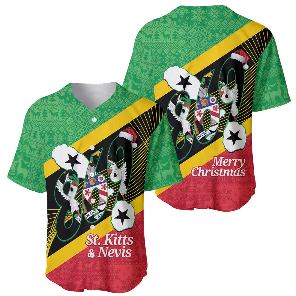 St Kitts and Nevis Christmas Baseball Jersey 869 Proud With Map - Wonder Print Shop