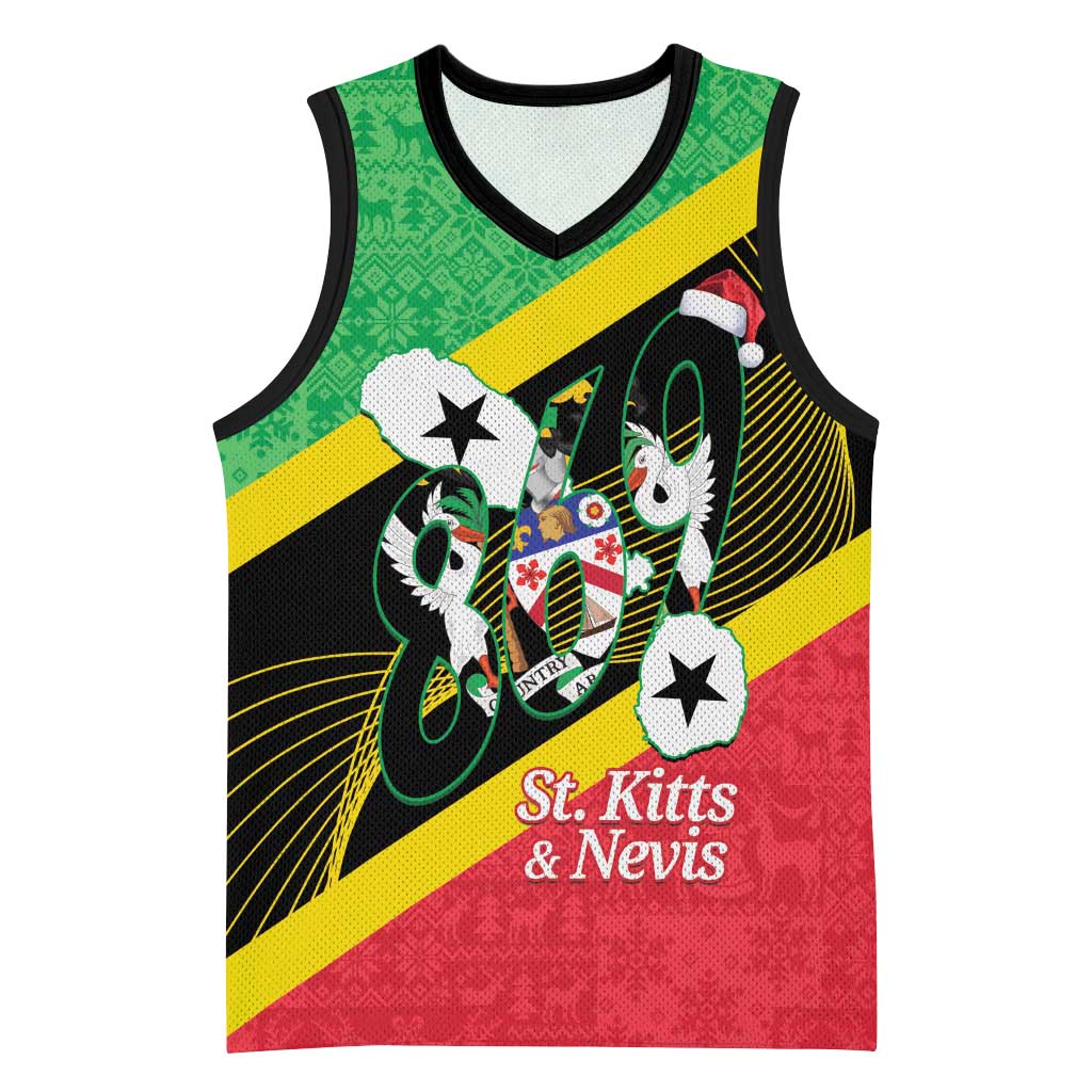 St Kitts and Nevis Christmas Basketball Jersey 869 Proud With Map - Wonder Print Shop