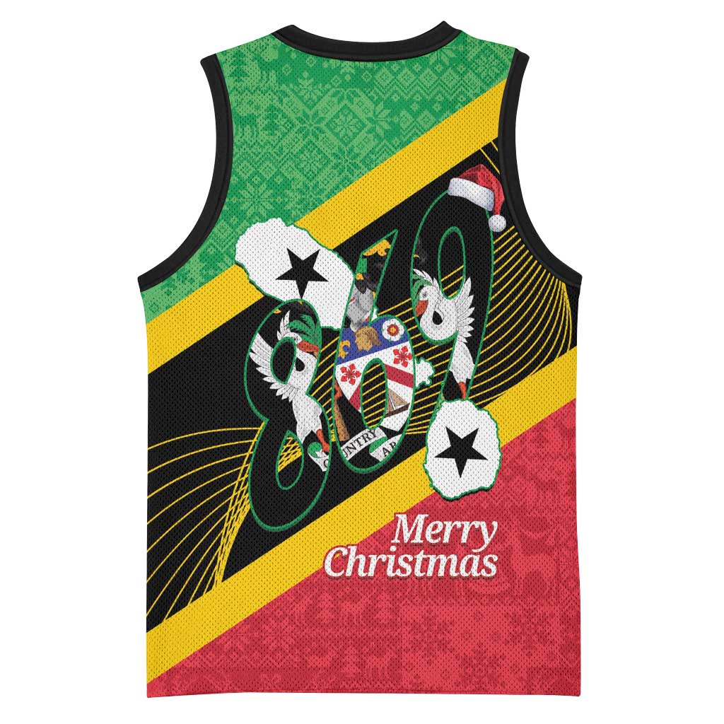 St Kitts and Nevis Christmas Basketball Jersey 869 Proud With Map - Wonder Print Shop