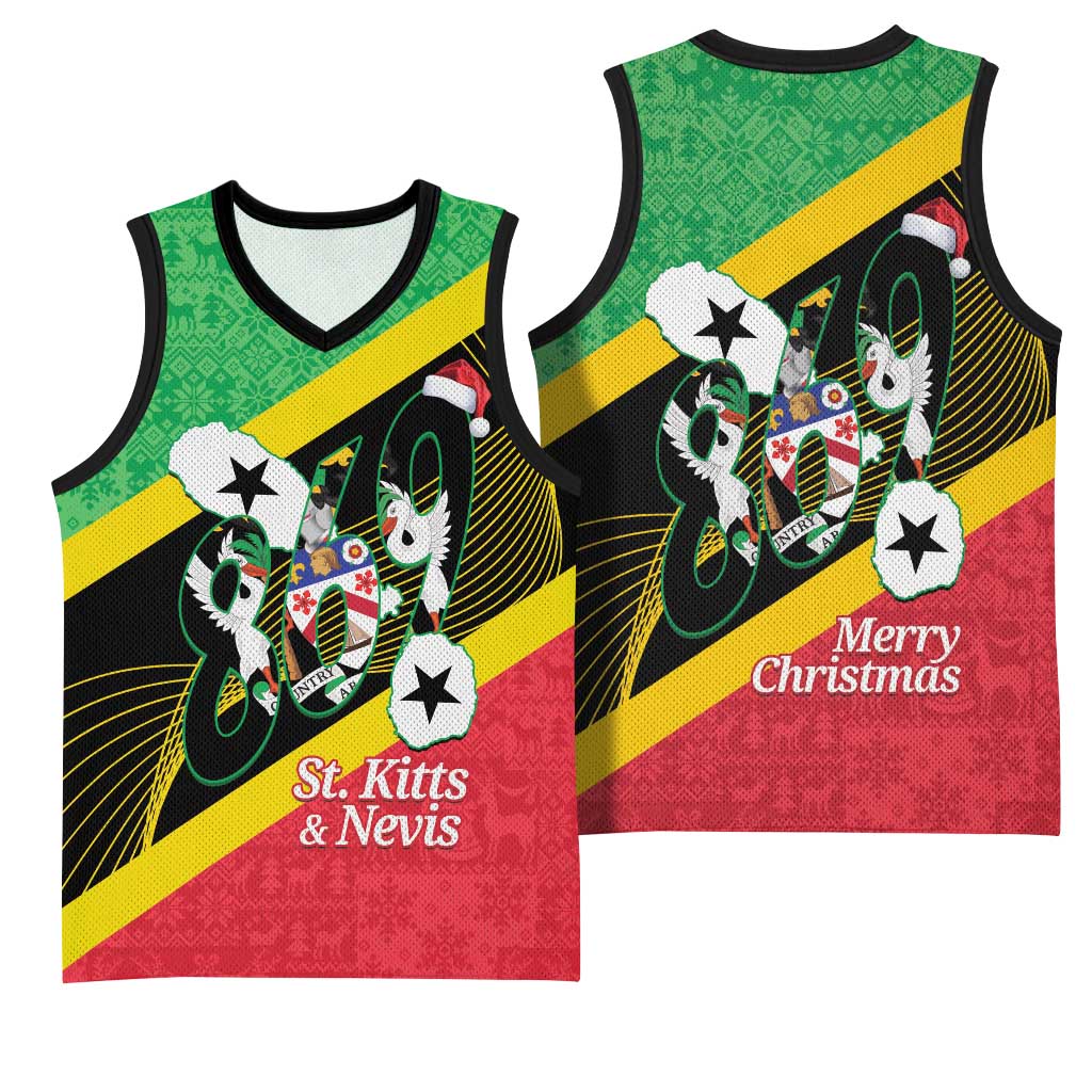 St Kitts and Nevis Christmas Basketball Jersey 869 Proud With Map - Wonder Print Shop