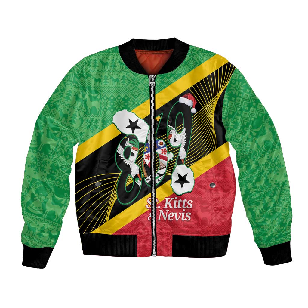 St Kitts and Nevis Christmas Bomber Jacket 869 Proud With Map - Wonder Print Shop
