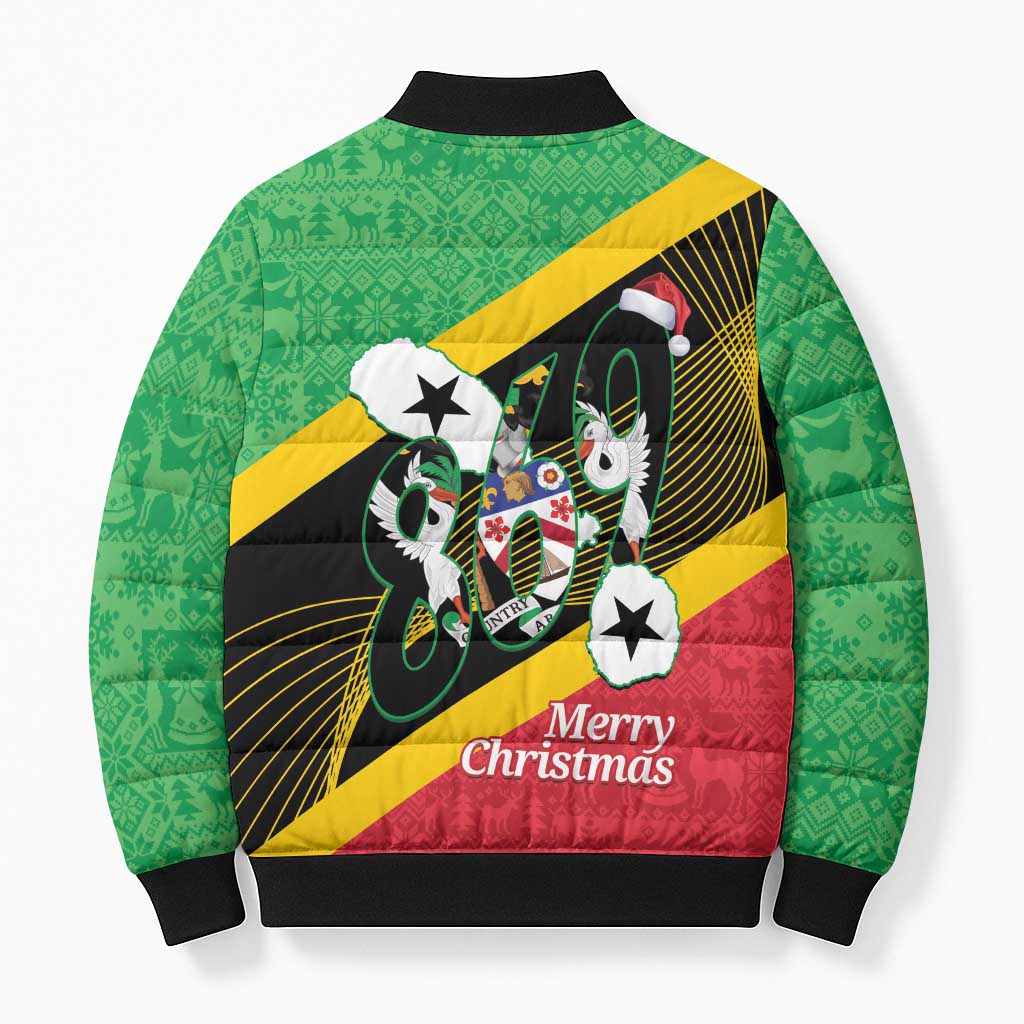 St Kitts and Nevis Christmas Bomber Puffer Jacket 869 Proud With Map - Wonder Print Shop