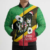 St Kitts and Nevis Christmas Bomber Puffer Jacket 869 Proud With Map - Wonder Print Shop