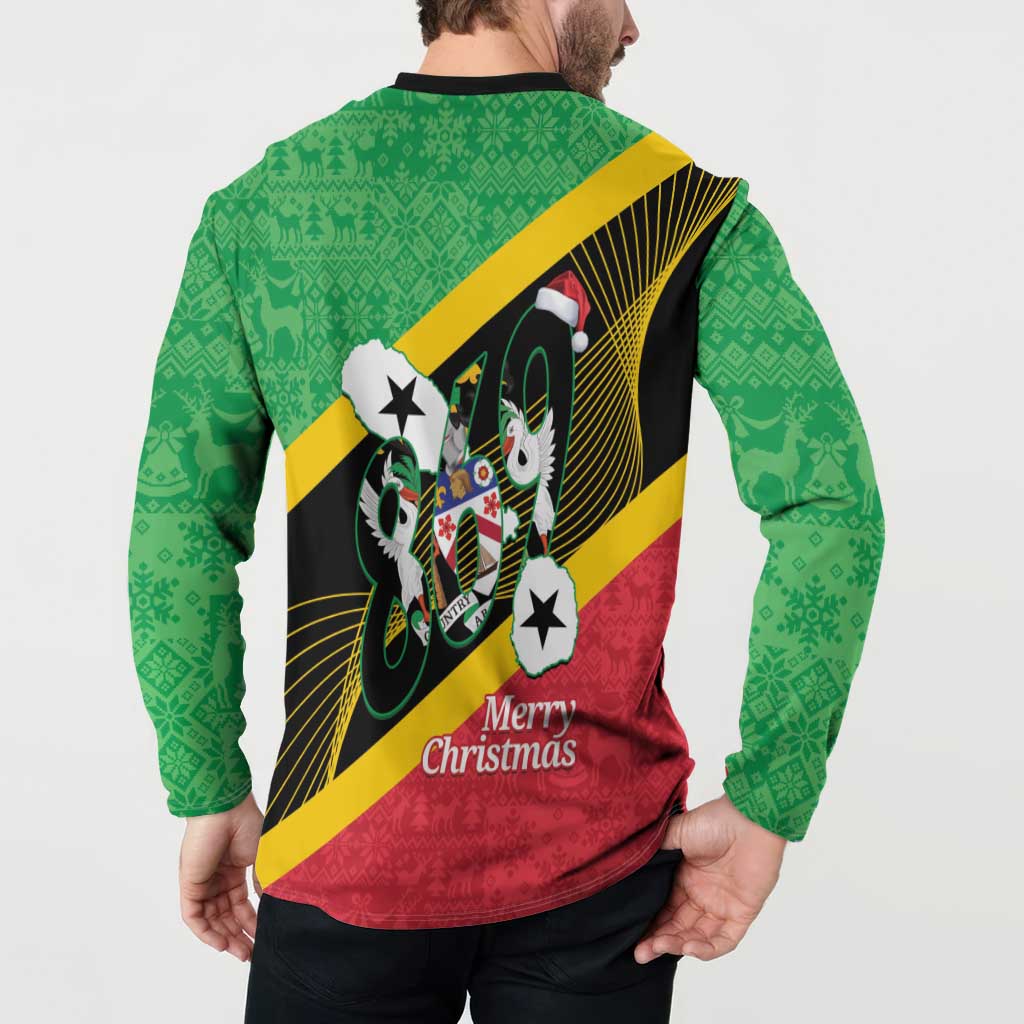St Kitts and Nevis Christmas Button Sweatshirt 869 Proud With Map - Wonder Print Shop