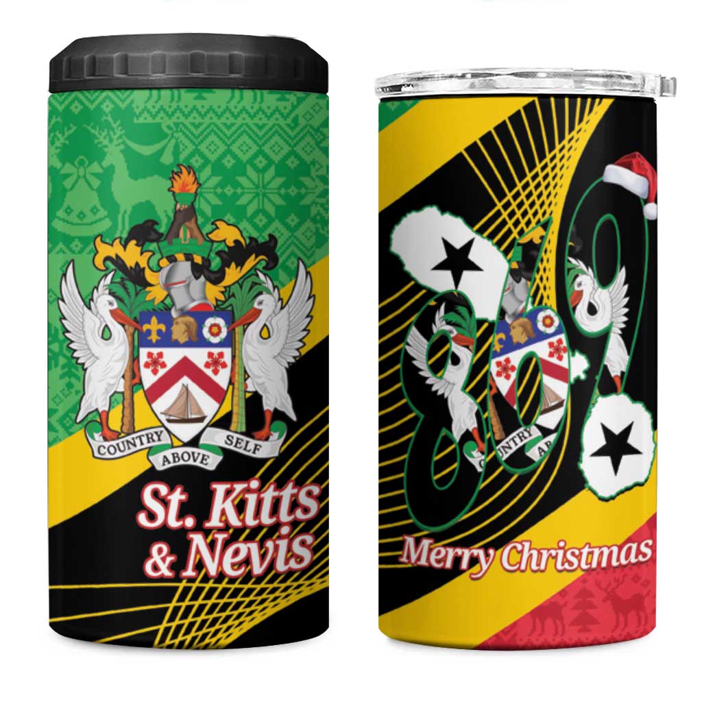St Kitts and Nevis Christmas 4 in 1 Can Cooler Tumbler 869 Proud With Map - Wonder Print Shop