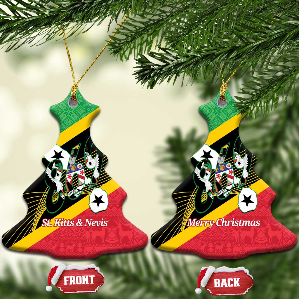 St Kitts and Nevis Christmas Ceramic Ornament 869 Proud With Map - Wonder Print Shop