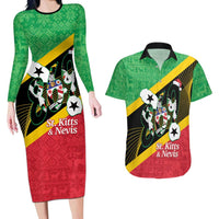 St Kitts and Nevis Christmas Couples Matching Long Sleeve Bodycon Dress and Hawaiian Shirt 869 Proud With Map - Wonder Print Shop