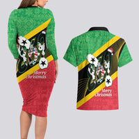 St Kitts and Nevis Christmas Couples Matching Long Sleeve Bodycon Dress and Hawaiian Shirt 869 Proud With Map - Wonder Print Shop