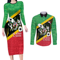 St Kitts and Nevis Christmas Couples Matching Long Sleeve Bodycon Dress and Long Sleeve Button Shirt 869 Proud With Map - Wonder Print Shop