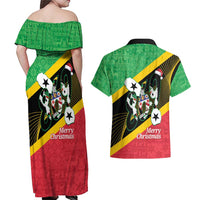 St Kitts and Nevis Christmas Couples Matching Off Shoulder Maxi Dress and Hawaiian Shirt 869 Proud With Map - Wonder Print Shop