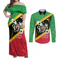 St Kitts and Nevis Christmas Couples Matching Off Shoulder Maxi Dress and Long Sleeve Button Shirt 869 Proud With Map - Wonder Print Shop