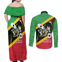 St Kitts and Nevis Christmas Couples Matching Off Shoulder Maxi Dress and Long Sleeve Button Shirt 869 Proud With Map - Wonder Print Shop