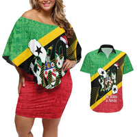 St Kitts and Nevis Christmas Couples Matching Off Shoulder Short Dress and Hawaiian Shirt 869 Proud With Map - Wonder Print Shop