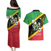 St Kitts and Nevis Christmas Couples Matching Puletasi and Hawaiian Shirt 869 Proud With Map - Wonder Print Shop