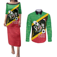 St Kitts and Nevis Christmas Couples Matching Puletasi and Long Sleeve Button Shirt 869 Proud With Map - Wonder Print Shop