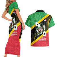 St Kitts and Nevis Christmas Couples Matching Short Sleeve Bodycon Dress and Hawaiian Shirt 869 Proud With Map - Wonder Print Shop