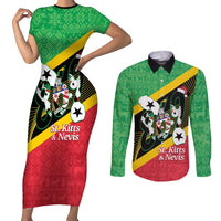St Kitts and Nevis Christmas Couples Matching Short Sleeve Bodycon Dress and Long Sleeve Button Shirt 869 Proud With Map - Wonder Print Shop