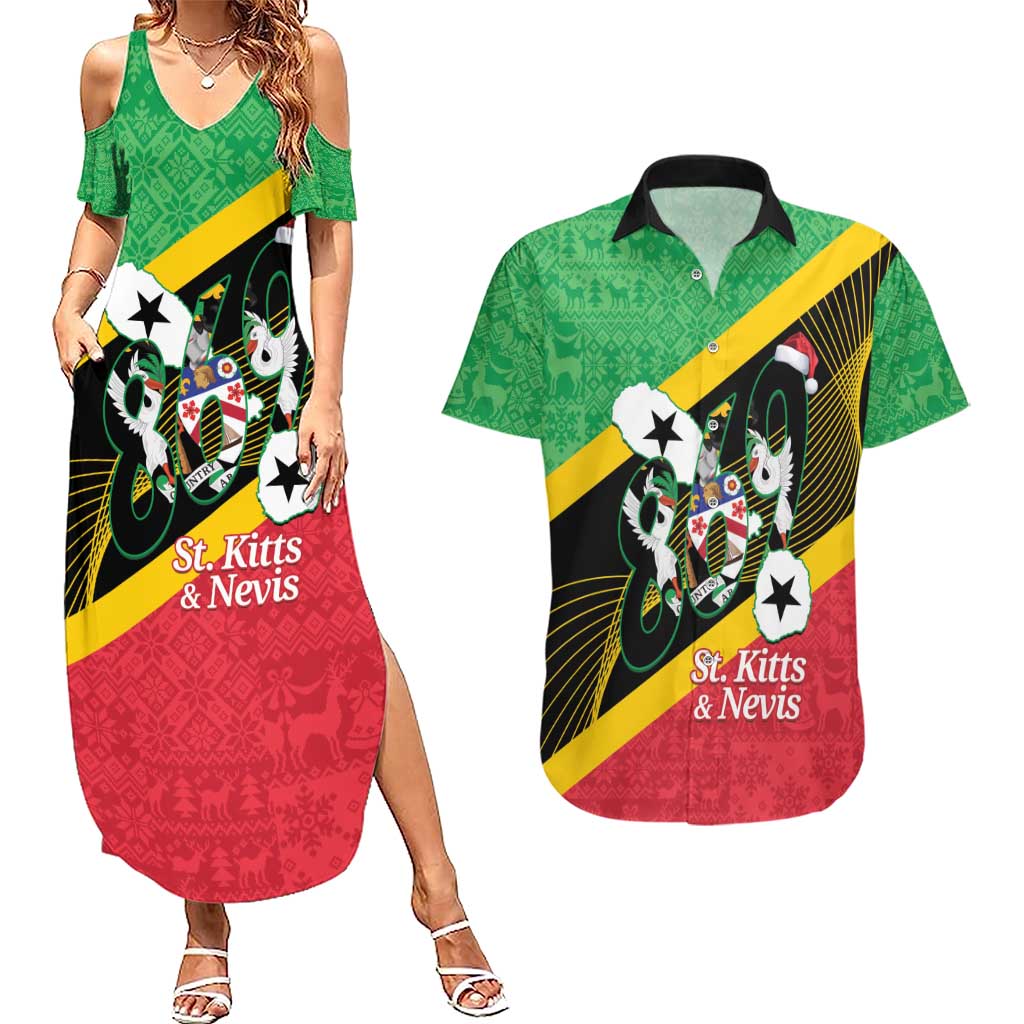 St Kitts and Nevis Christmas Couples Matching Summer Maxi Dress and Hawaiian Shirt 869 Proud With Map - Wonder Print Shop