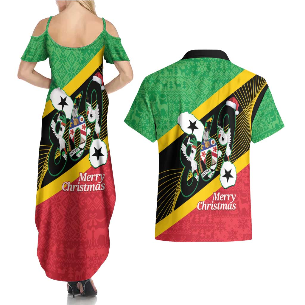 St Kitts and Nevis Christmas Couples Matching Summer Maxi Dress and Hawaiian Shirt 869 Proud With Map - Wonder Print Shop