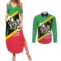 St Kitts and Nevis Christmas Couples Matching Summer Maxi Dress and Long Sleeve Button Shirt 869 Proud With Map - Wonder Print Shop