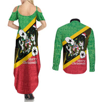 St Kitts and Nevis Christmas Couples Matching Summer Maxi Dress and Long Sleeve Button Shirt 869 Proud With Map - Wonder Print Shop