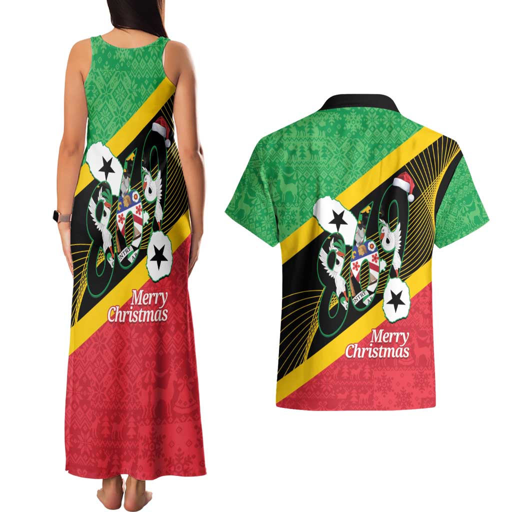 St Kitts and Nevis Christmas Couples Matching Tank Maxi Dress and Hawaiian Shirt 869 Proud With Map - Wonder Print Shop