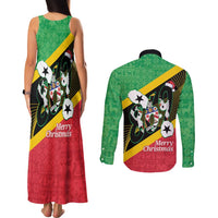 St Kitts and Nevis Christmas Couples Matching Tank Maxi Dress and Long Sleeve Button Shirt 869 Proud With Map - Wonder Print Shop
