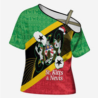 St Kitts and Nevis Christmas Cross Shoulder Shirt 869 Proud With Map - Wonder Print Shop