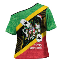 St Kitts and Nevis Christmas Cross Shoulder Shirt 869 Proud With Map - Wonder Print Shop
