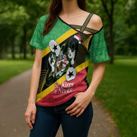 St Kitts and Nevis Christmas Cross Shoulder Shirt 869 Proud With Map - Wonder Print Shop