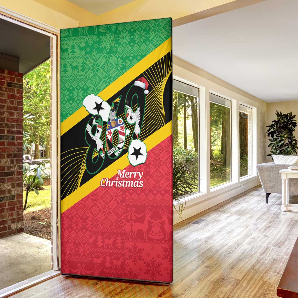 St Kitts and Nevis Christmas Door Cover 869 Proud With Map - Wonder Print Shop