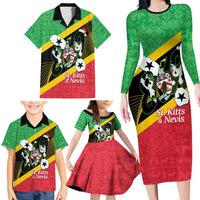 St Kitts and Nevis Christmas Family Matching Long Sleeve Bodycon Dress and Hawaiian Shirt 869 Proud With Map - Wonder Print Shop