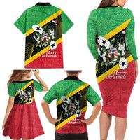 St Kitts and Nevis Christmas Family Matching Long Sleeve Bodycon Dress and Hawaiian Shirt 869 Proud With Map - Wonder Print Shop