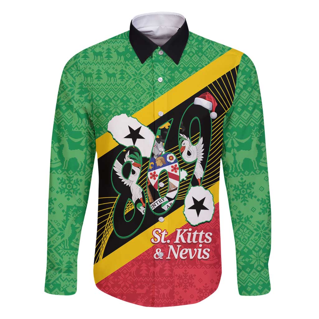 St Kitts and Nevis Christmas Family Matching Long Sleeve Bodycon Dress and Hawaiian Shirt 869 Proud With Map - Wonder Print Shop