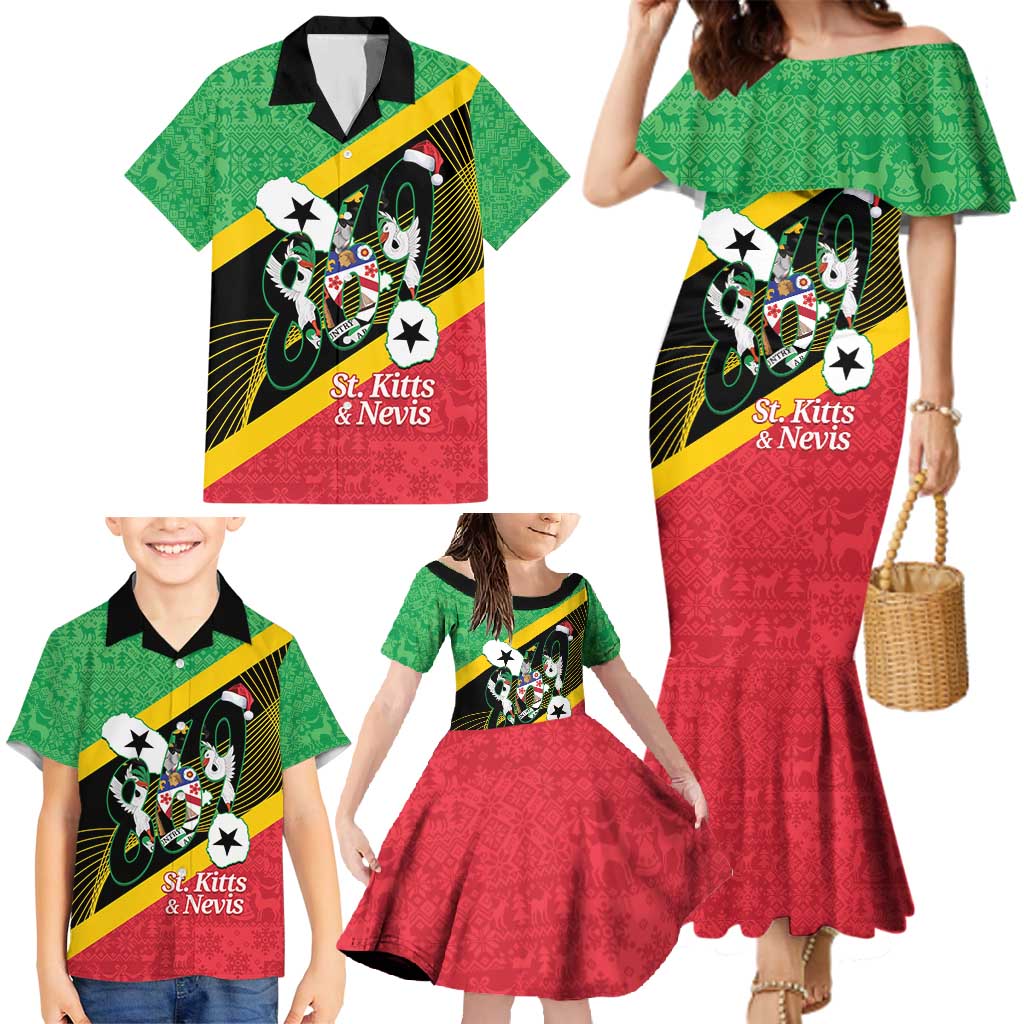 St Kitts and Nevis Christmas Family Matching Mermaid Dress and Hawaiian Shirt 869 Proud With Map - Wonder Print Shop