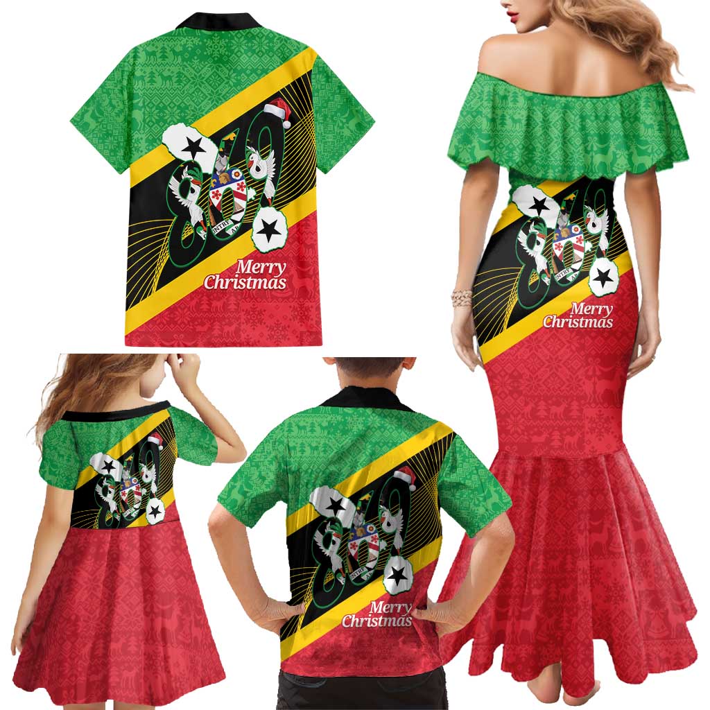 St Kitts and Nevis Christmas Family Matching Mermaid Dress and Hawaiian Shirt 869 Proud With Map - Wonder Print Shop