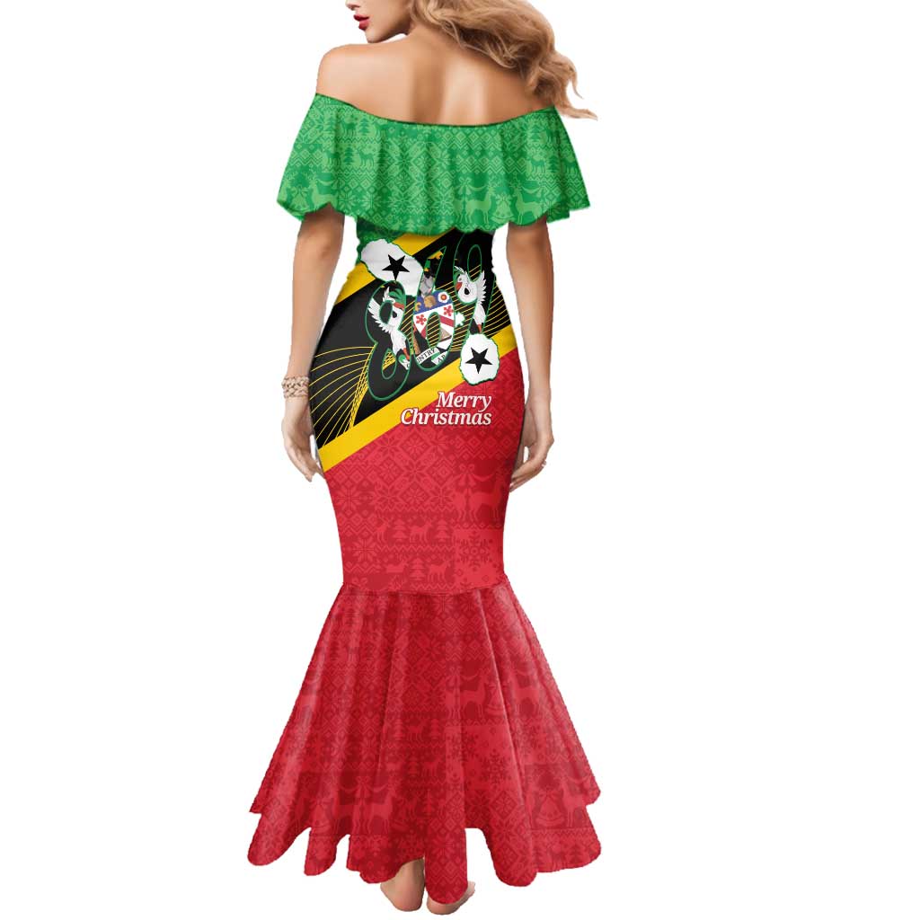 St Kitts and Nevis Christmas Family Matching Mermaid Dress and Hawaiian Shirt 869 Proud With Map - Wonder Print Shop