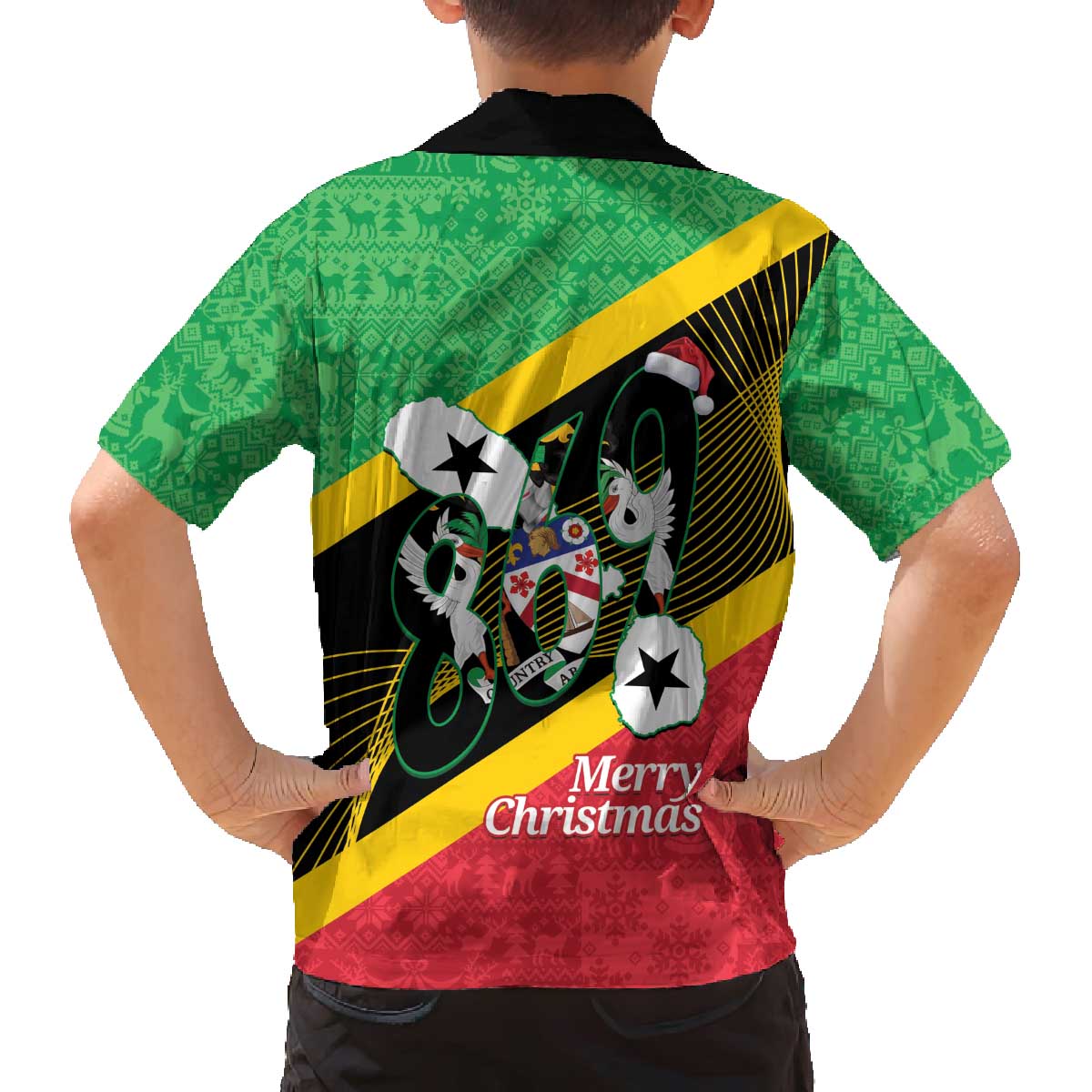 St Kitts and Nevis Christmas Family Matching Off The Shoulder Long Sleeve Dress and Hawaiian Shirt 869 Proud With Map - Wonder Print Shop