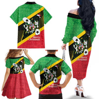 St Kitts and Nevis Christmas Family Matching Off The Shoulder Long Sleeve Dress and Hawaiian Shirt 869 Proud With Map - Wonder Print Shop