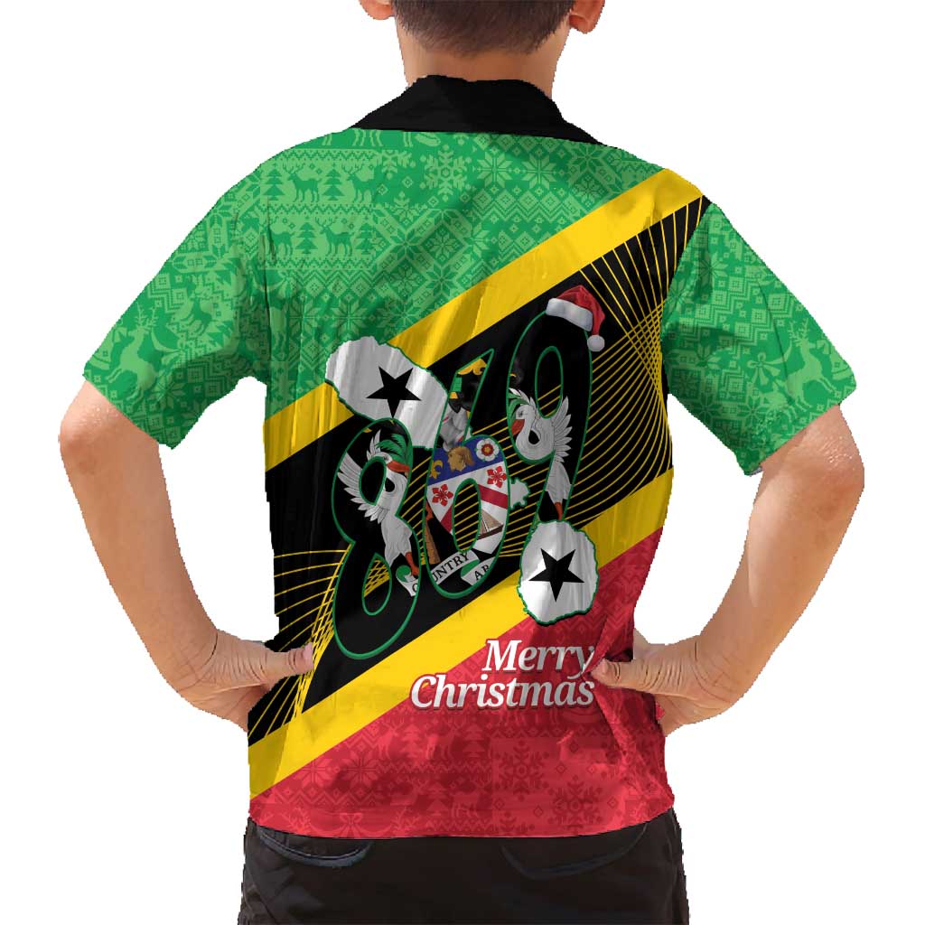St Kitts and Nevis Christmas Family Matching Off Shoulder Maxi Dress and Hawaiian Shirt 869 Proud With Map - Wonder Print Shop