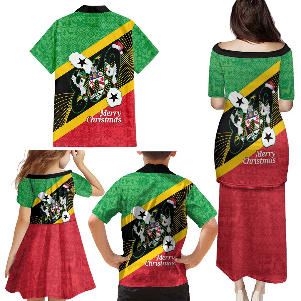 St Kitts and Nevis Christmas Family Matching Puletasi and Hawaiian Shirt 869 Proud With Map - Wonder Print Shop