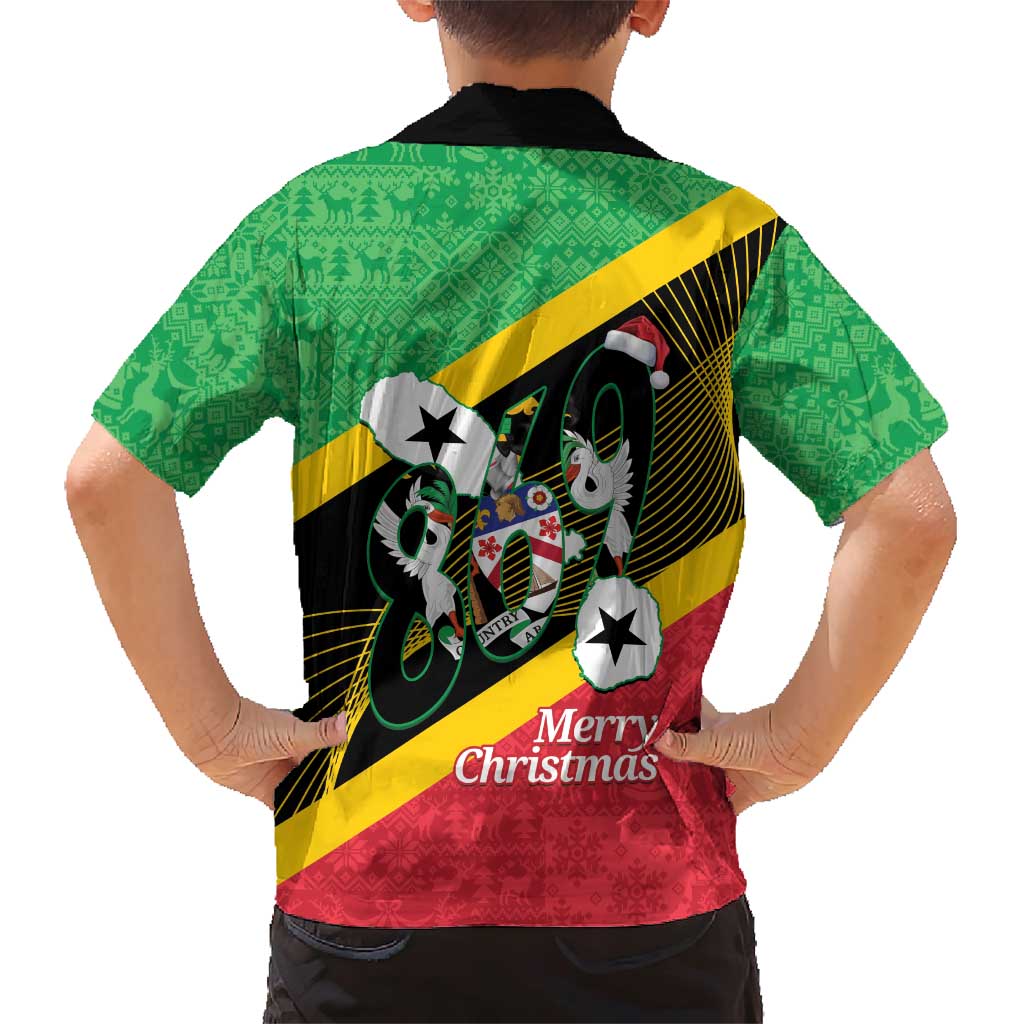 St Kitts and Nevis Christmas Family Matching Short Sleeve Bodycon Dress and Hawaiian Shirt 869 Proud With Map - Wonder Print Shop