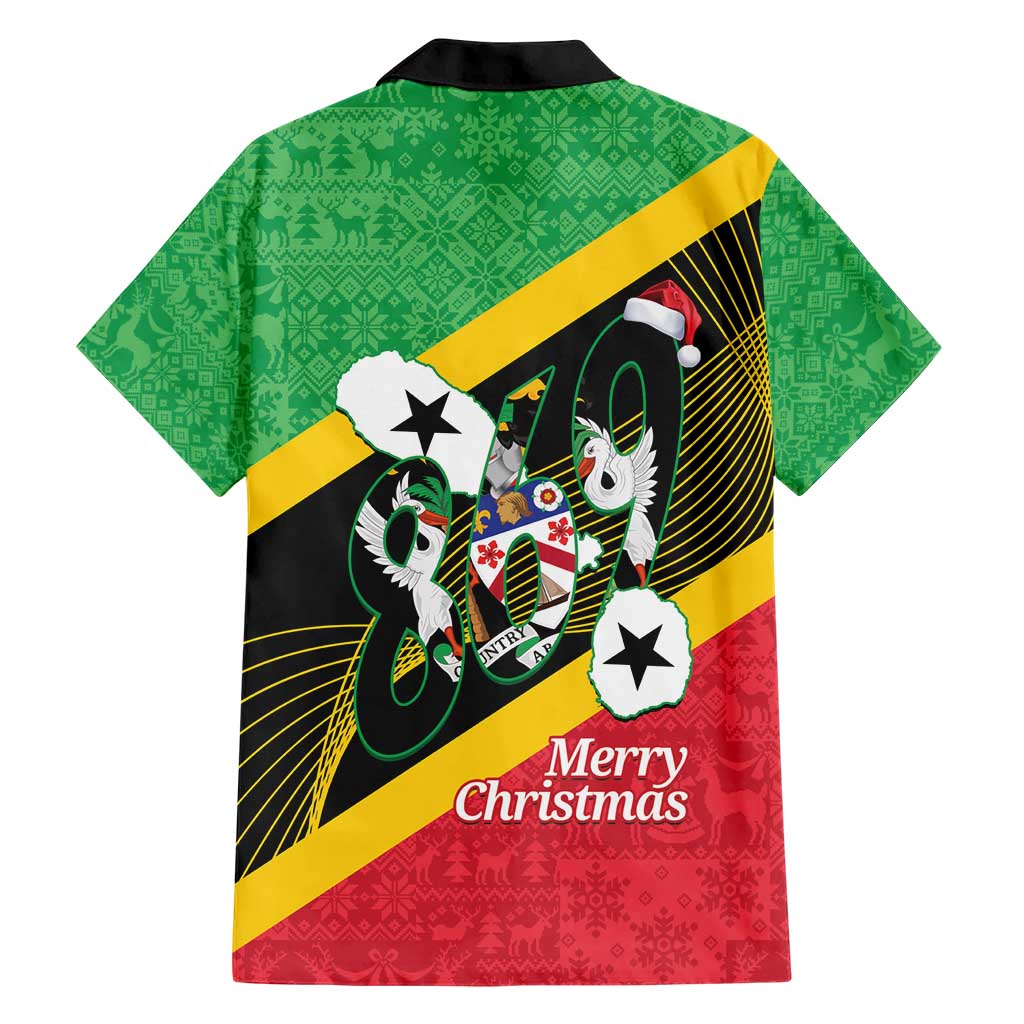 St Kitts and Nevis Christmas Family Matching Short Sleeve Bodycon Dress and Hawaiian Shirt 869 Proud With Map - Wonder Print Shop