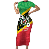 St Kitts and Nevis Christmas Family Matching Short Sleeve Bodycon Dress and Hawaiian Shirt 869 Proud With Map - Wonder Print Shop