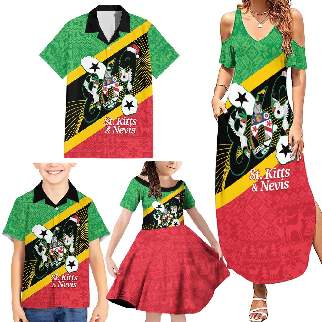 St Kitts and Nevis Christmas Family Matching Summer Maxi Dress and Hawaiian Shirt 869 Proud With Map - Wonder Print Shop