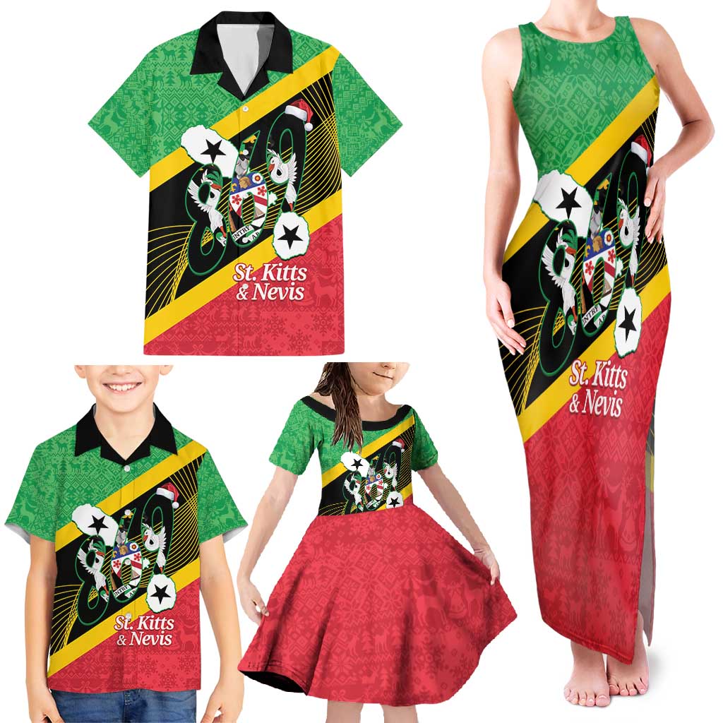 St Kitts and Nevis Christmas Family Matching Tank Maxi Dress and Hawaiian Shirt 869 Proud With Map - Wonder Print Shop